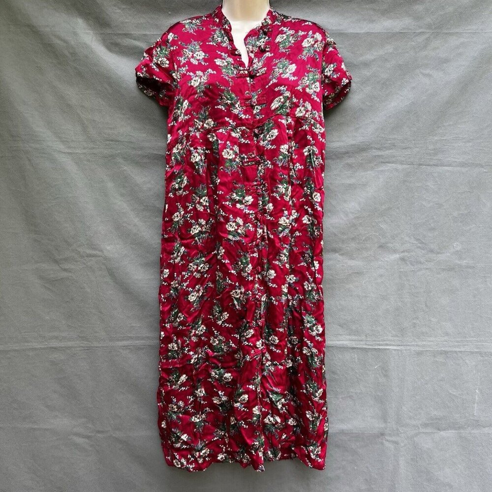 April Cornell Mandarin Inspired Red Dress Size Small Vintage